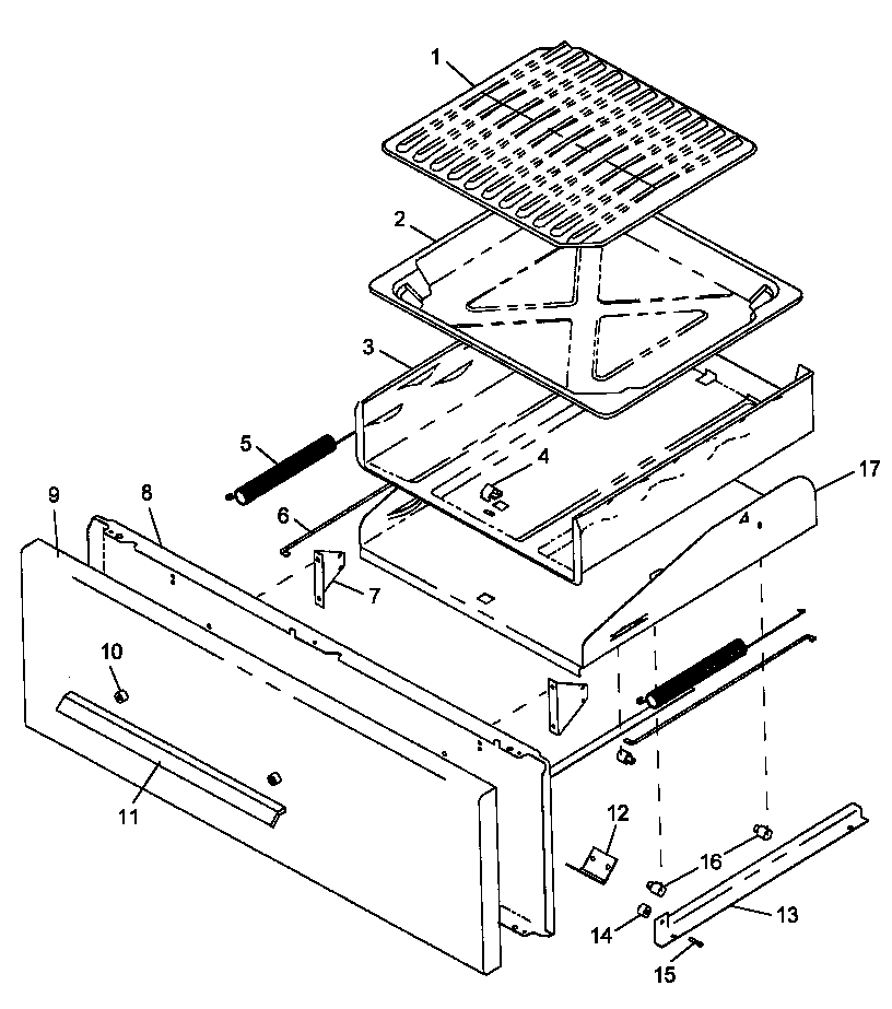 Amana SNK26CB0/P1142989N broiler drawer assembly diagram