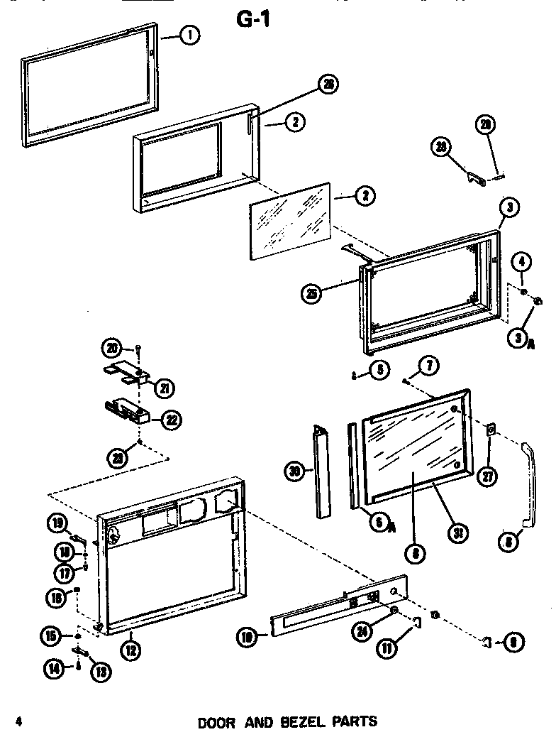 Amana R51/P7311701M door & bezel diagram