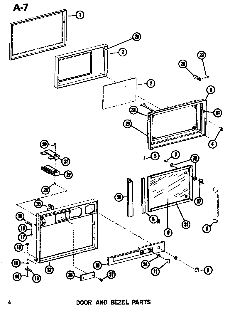 Amana R51/P7311704M door & bezel diagram