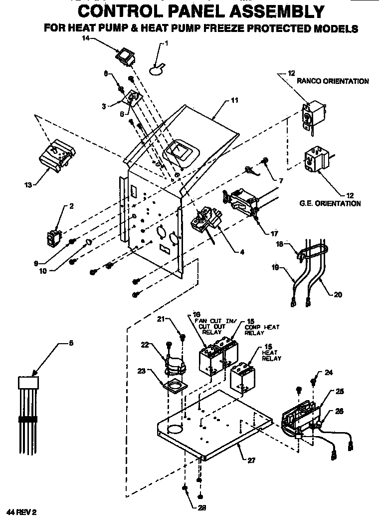Amana PTH09525JFP/P1169401R control panel assembly diagram