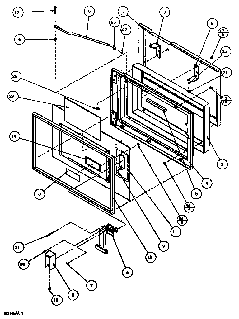 Amana MC5214MP/P1165402M door assembly diagram