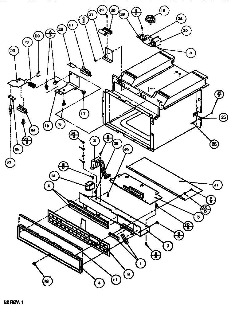 Amana MC5214MP/P1165402M cabinet and front parts diagram