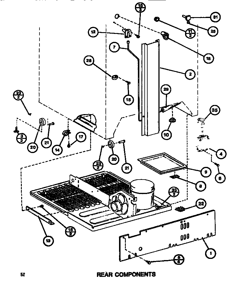 Amana TM516G1-P7655601W rear components diagram