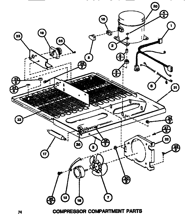 Amana TC522G-P7655604W compressor compartment diagram