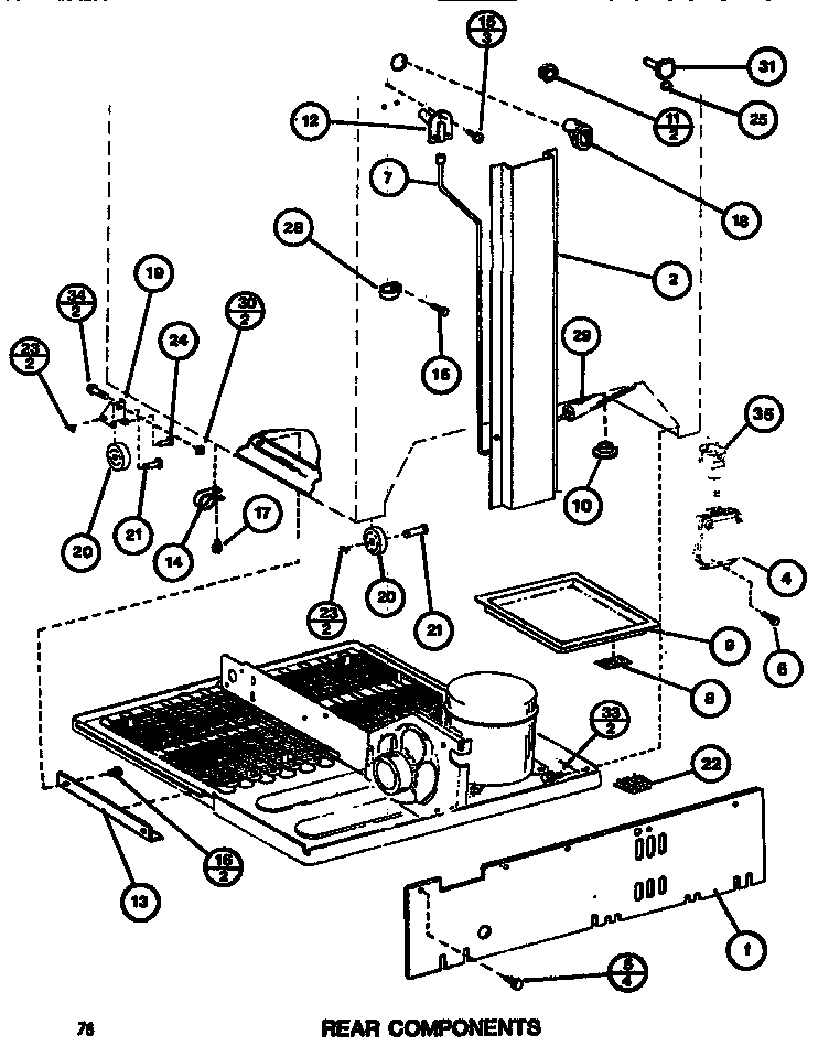 Amana TC522G-P7655604W rear components diagram