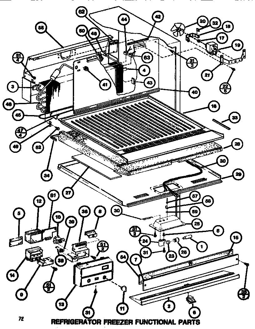 Amana TR520G1-P7655607W functional parts (ref/frz) diagram