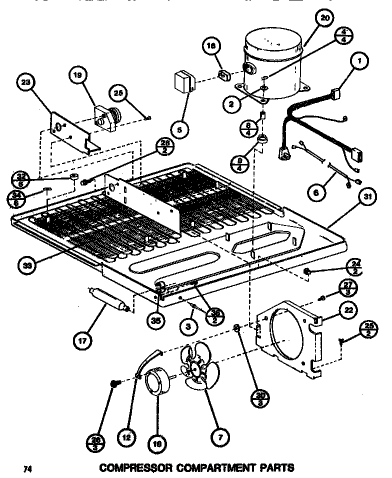 Amana TR520G1-P7655607W compressor compartment diagram