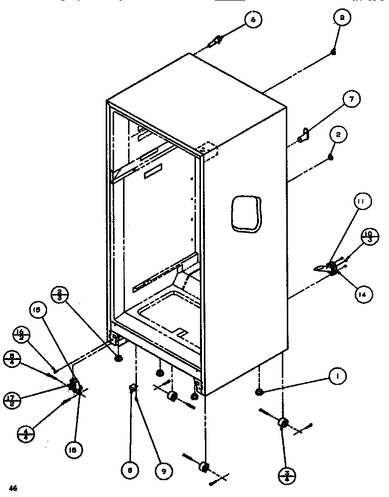 Amana TR518IQ-P1135703W cabinet bottom & back diagram