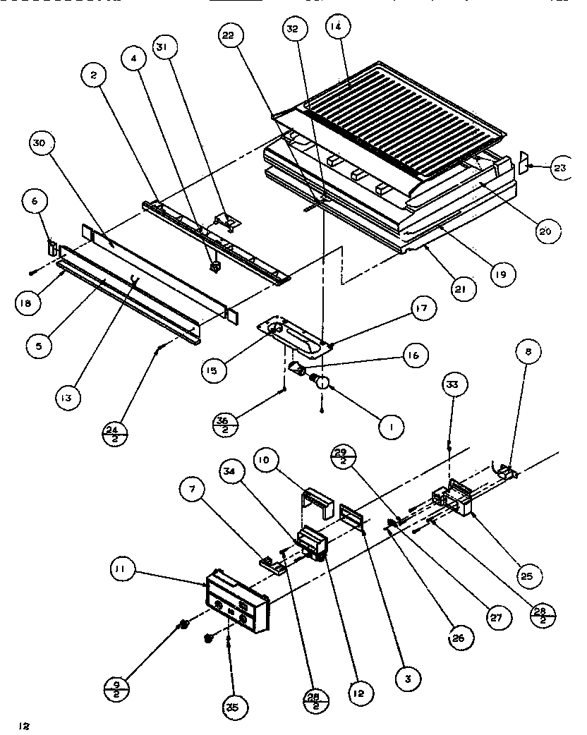Amana TA179Q1-P1128301W divider & controls diagram