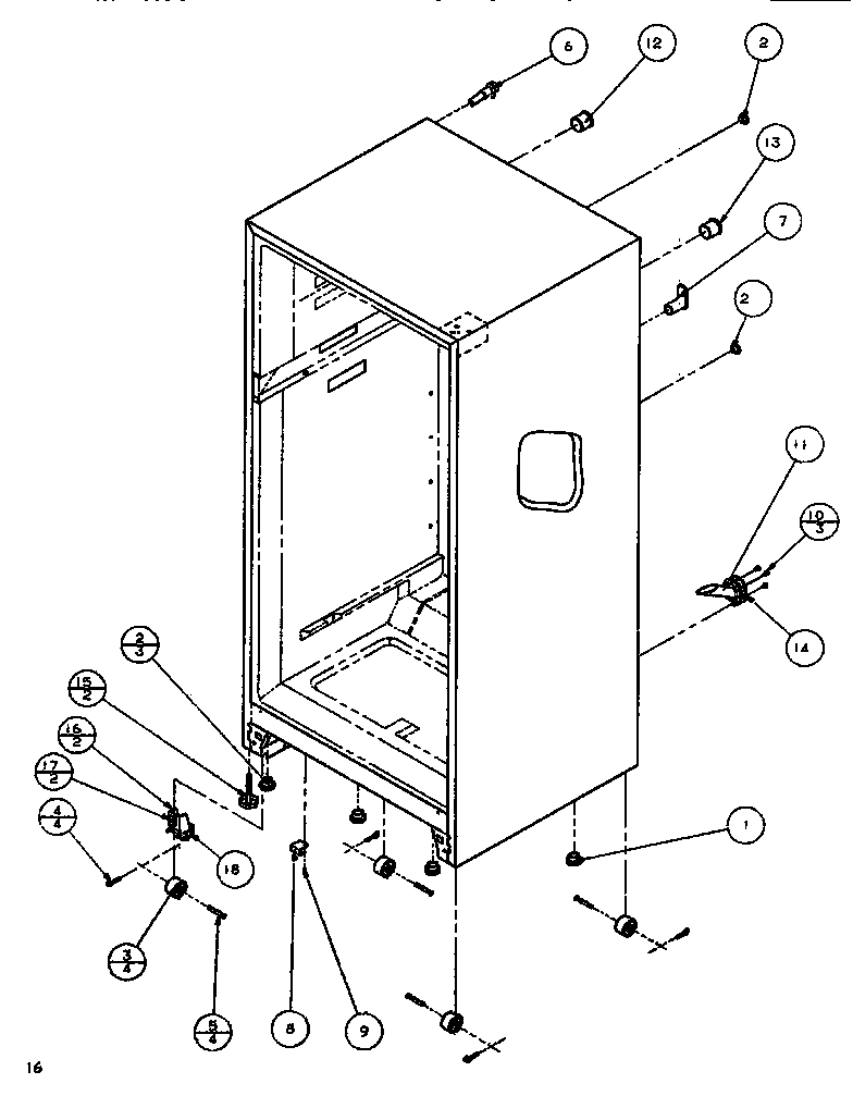 Amana TA179Q1-P1128301W cabinet bottom & back diagram
