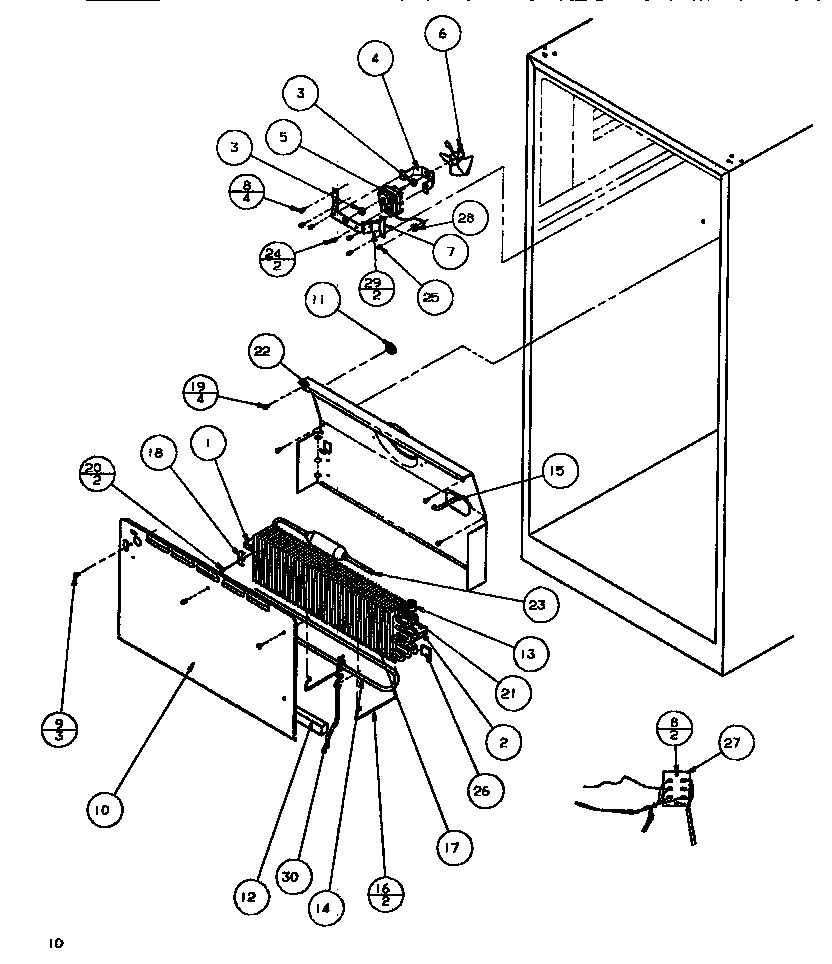 Amana TR518IT-P1170501W evaporator area diagram