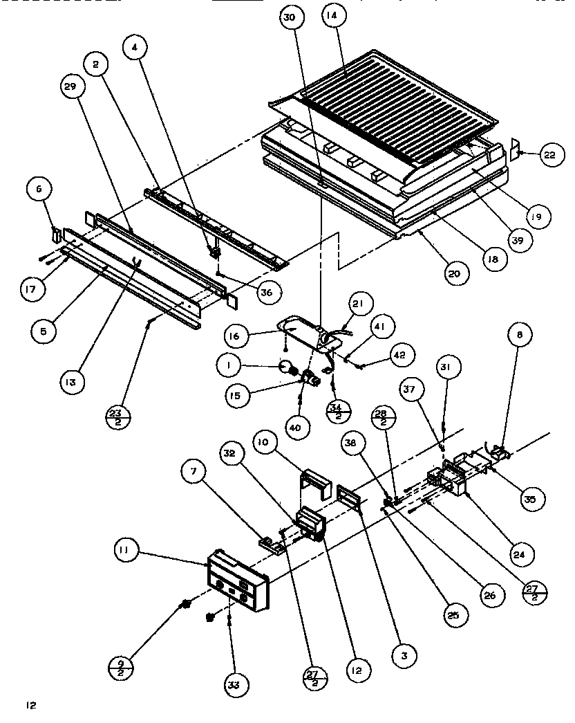 Amana TR518IT-P1170501W divider & controls diagram