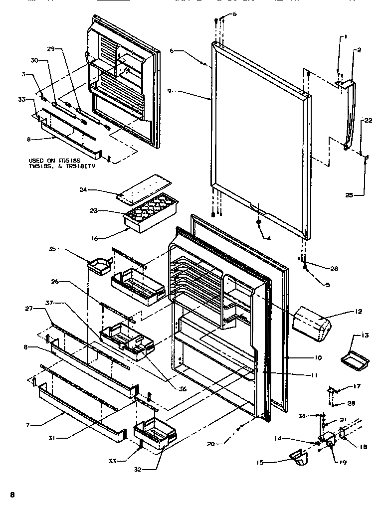 Amana TS518SW-P1183701W refrigerator door diagram