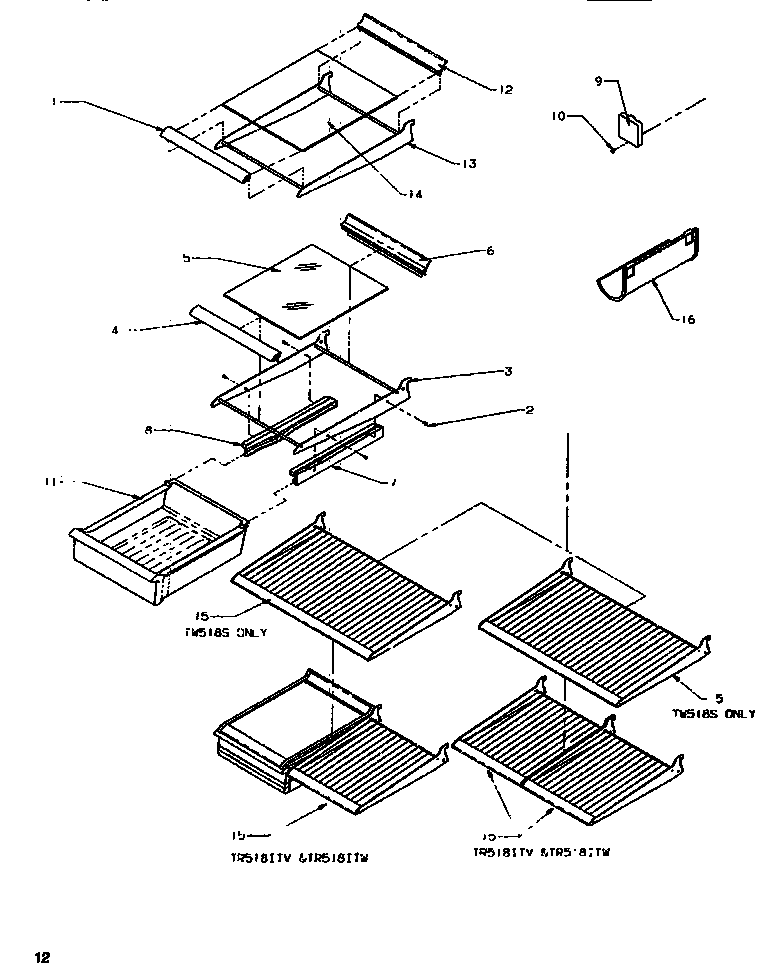 Amana TS518SW-P1183701W cabinet shelving diagram