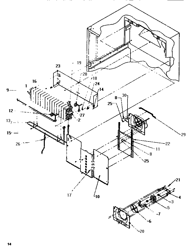 Amana TS518SW-P1183701W evaporator area diagram