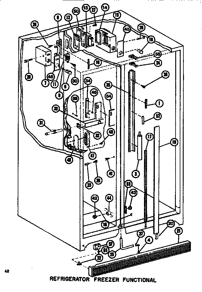 Amana SDI522F1-P7642502W functional parts (ref/frz) diagram