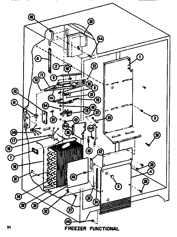 Amana SDI522F1-P7642502W functional parts (freezer) diagram