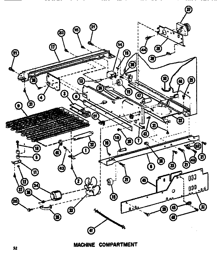 Amana SDI522F1-P7642502W machine compartment diagram