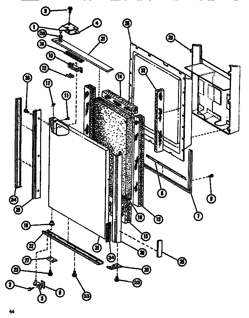 Amana SDI525F1-P7642505W upper freezer door assembly diagram