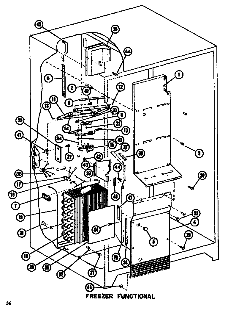 Amana SDI525F1-P7642505W functional parts (freezer) diagram