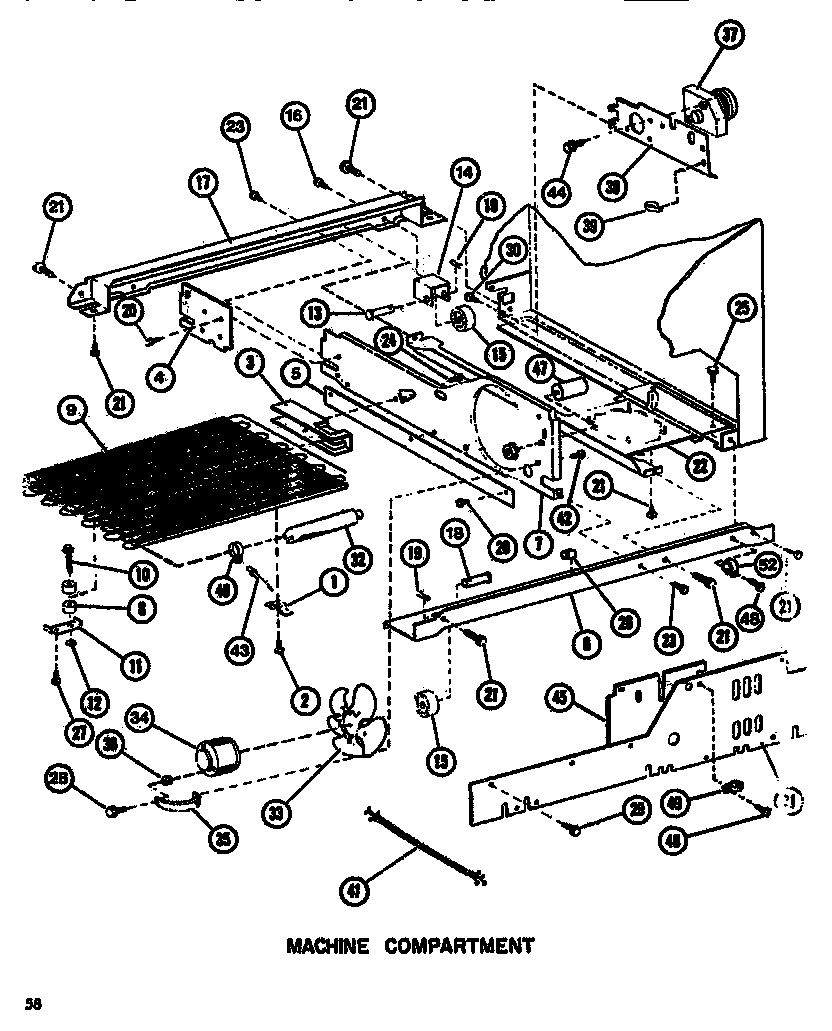 Amana SDI525F1-P7642505W machine compartment diagram