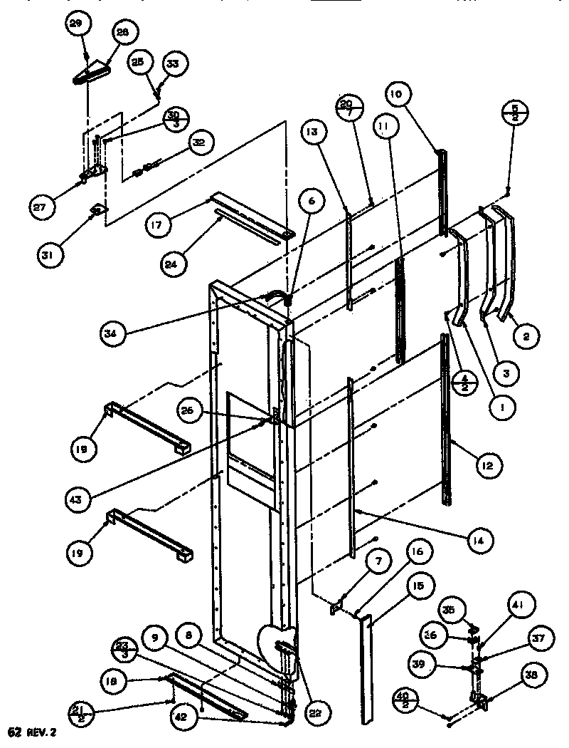 Amana SXDT522J-P7845304W door/hinge/trim freezer diagram