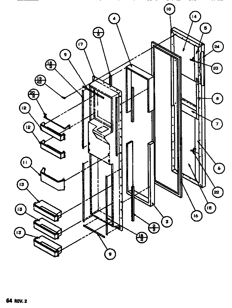 Amana SXDT522J-P7845304W freezer door diagram