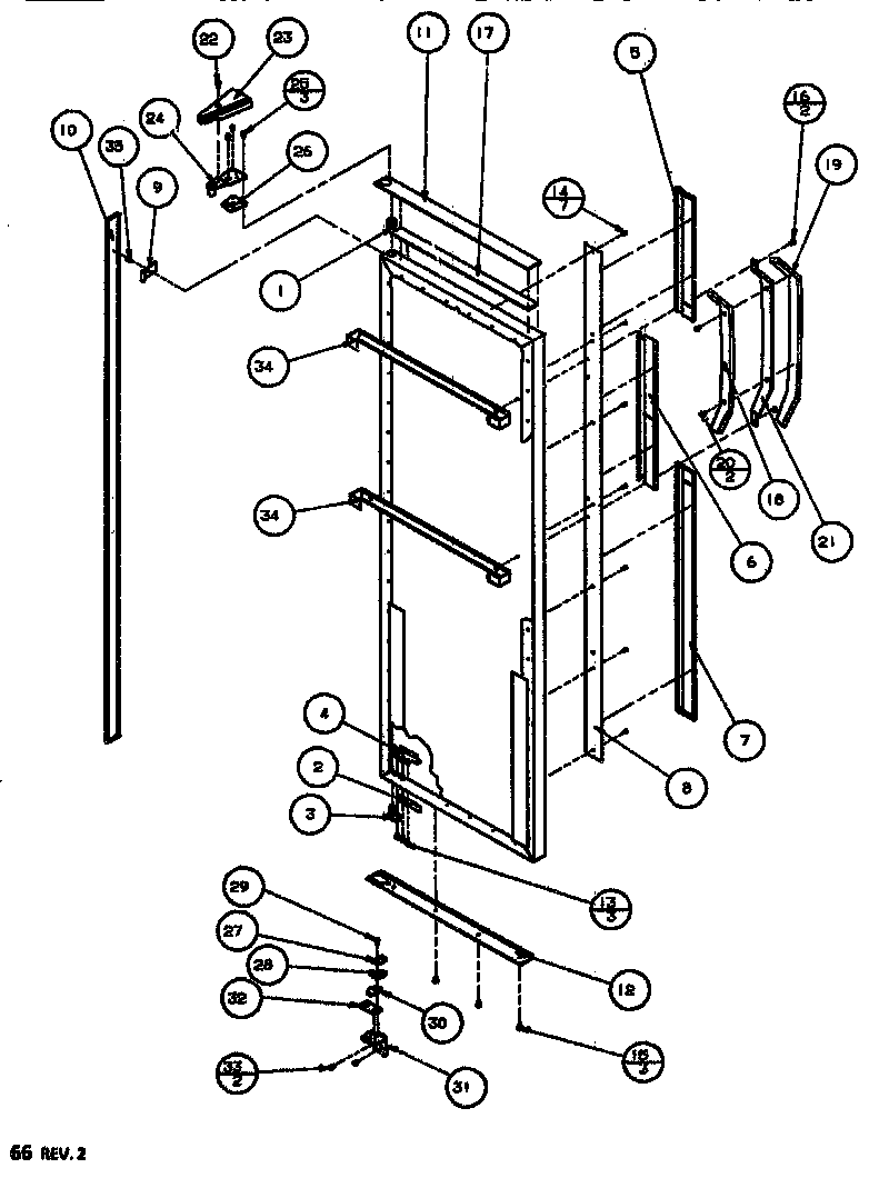 Amana SXDT522J-P7845304W door/hinge/trim refrigerator diagram