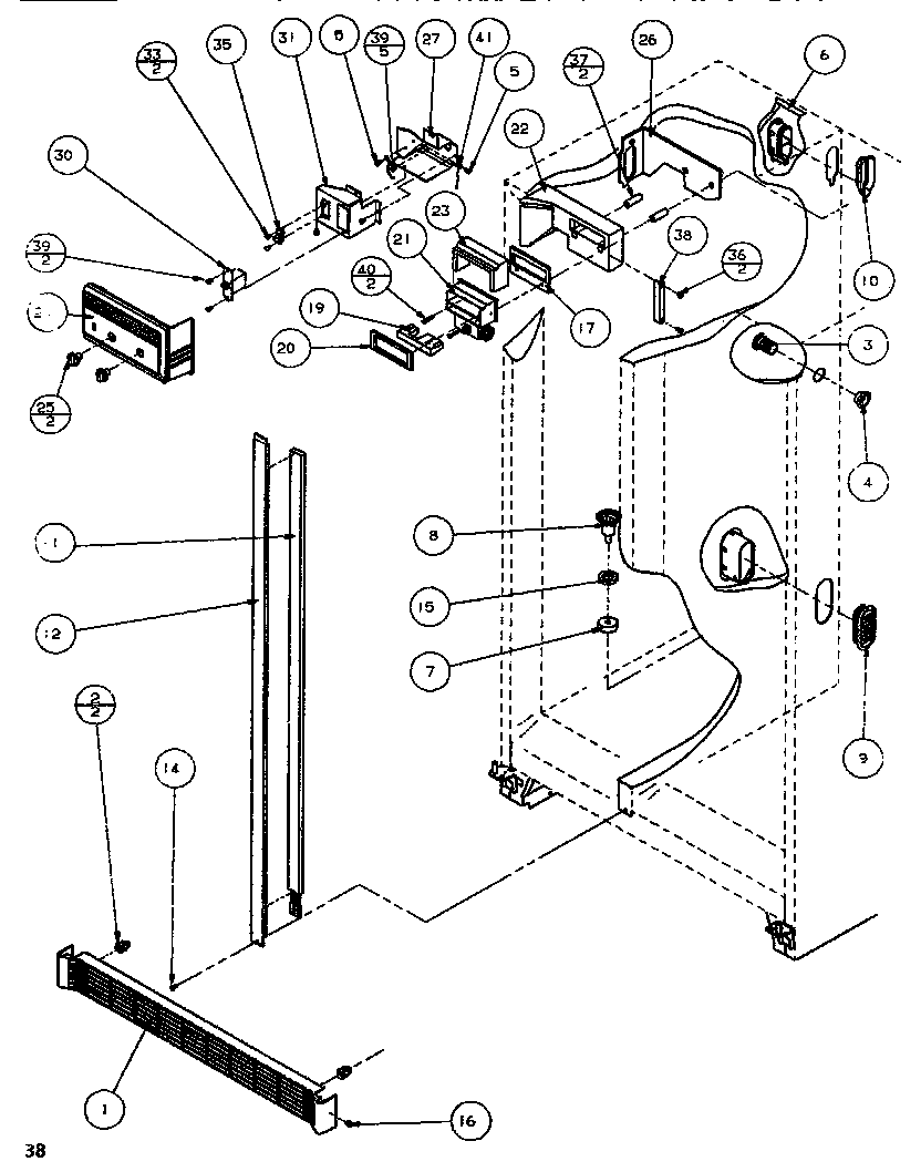 Amana SB520K-P1140701W controls & cabinet (ref/frz) diagram