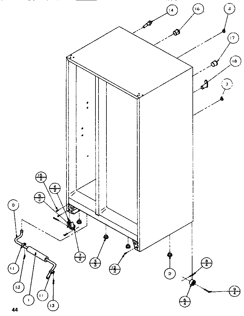 Amana SB520K-P1140701W drain & rollers diagram