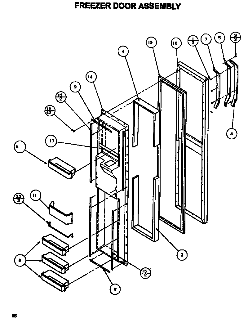 Amana SXDE528MW-P1173401W freezer door diagram