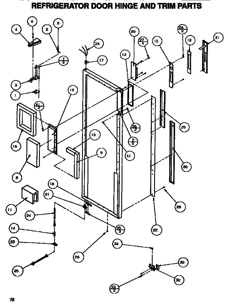 Amana SXDE528MW-P1173401W door/hinge/trim refrigerator diagram