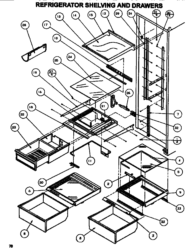 Amana SXDE528MW-P1173401W shelving & drawers (ref) diagram