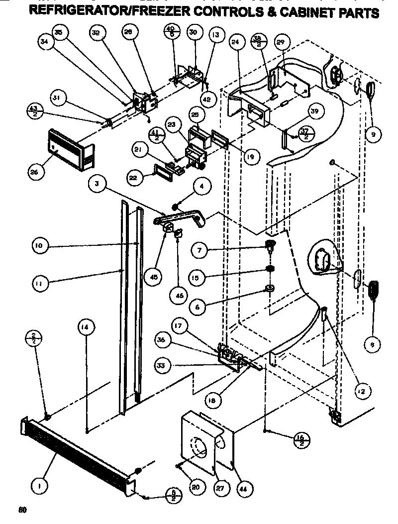 Amana SXDE528MW-P1173401W controls & cabinet (ref/frz) diagram