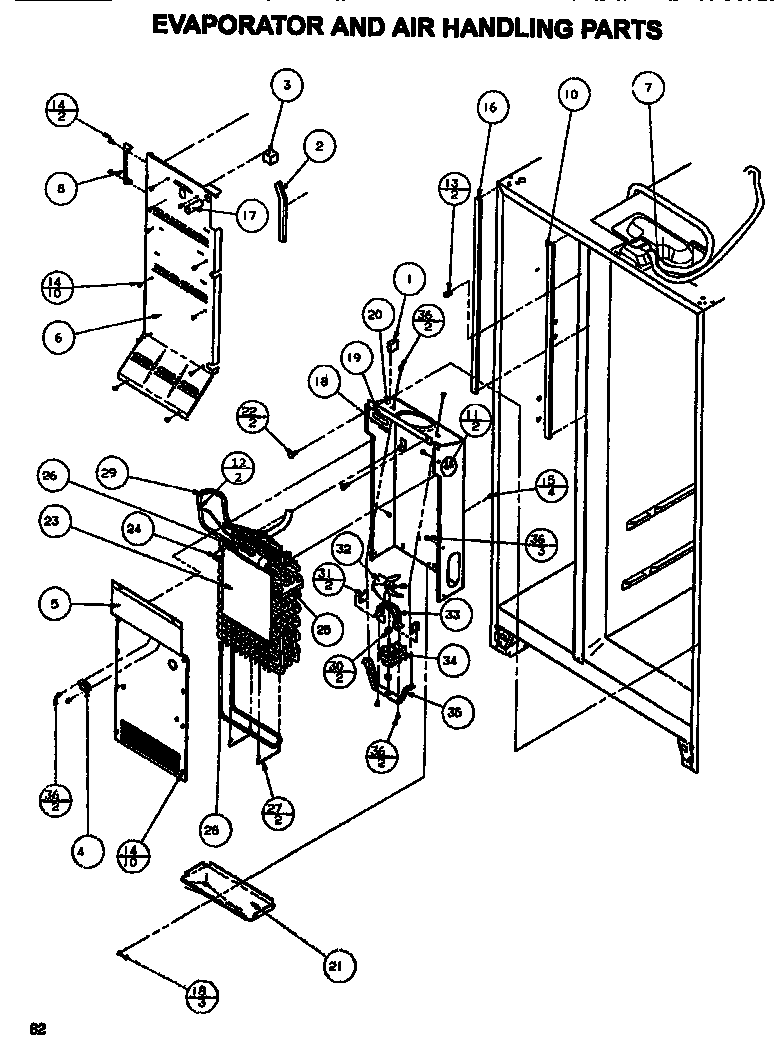 Amana SXDE528MW-P1173401W evaporator & air handling diagram