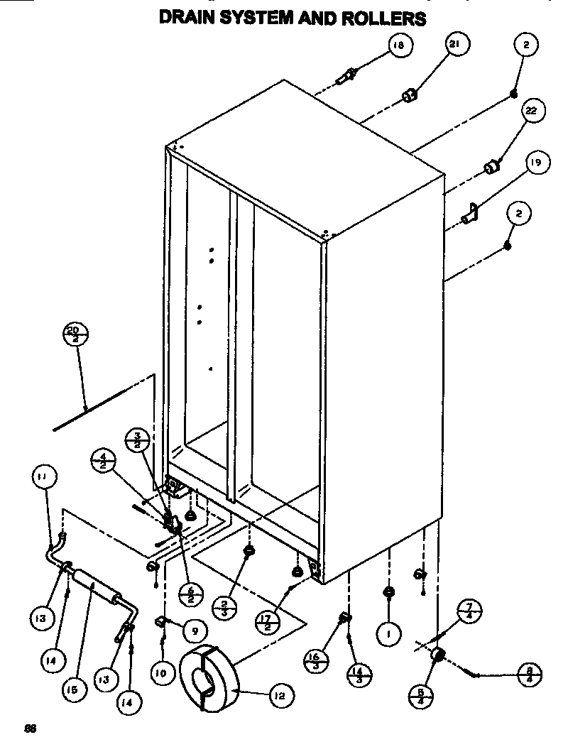 Amana SXDE528MW-P1173401W drain system & rollers diagram
