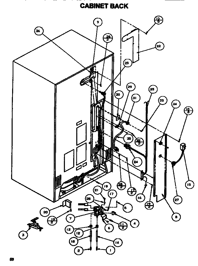 Amana SXDE528MW-P1173401W cabinet back diagram