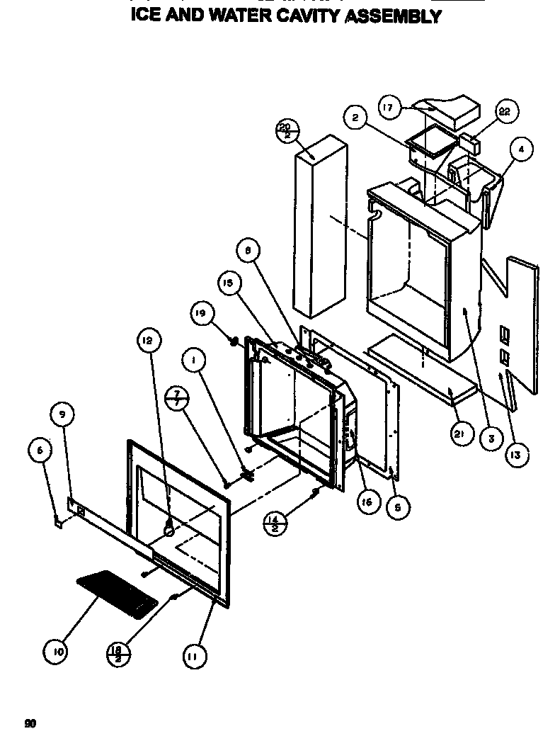 Amana SXDE528MW-P1173401W ice & water cavity assembly diagram