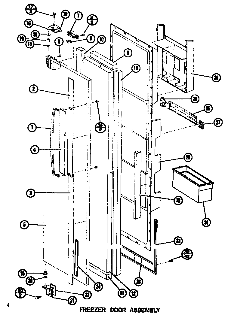 Amana SR25F1-P7700002W freezer door diagram