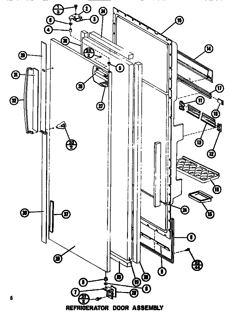 Amana SR25F1-P7700002W refrigerator door (sr19f1/p7700008w) diagram