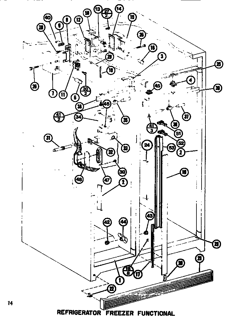 Amana SR25F1-P7700002W functional parts (ref/frz) diagram