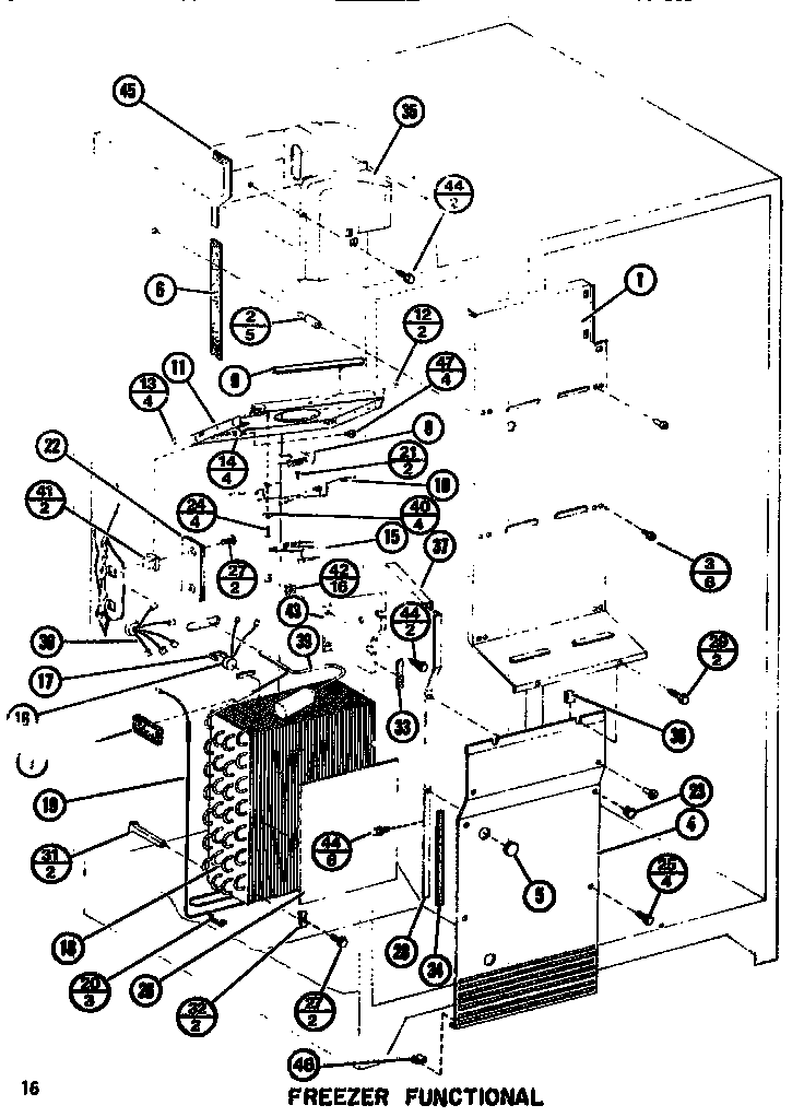 Amana SR25F1-P7700002W functional parts (freezer) diagram