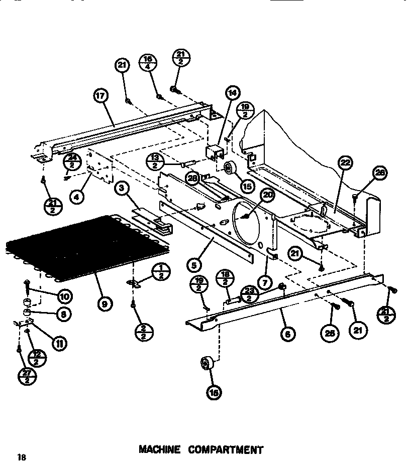 Amana SR25F1-P7700002W machine compartment diagram