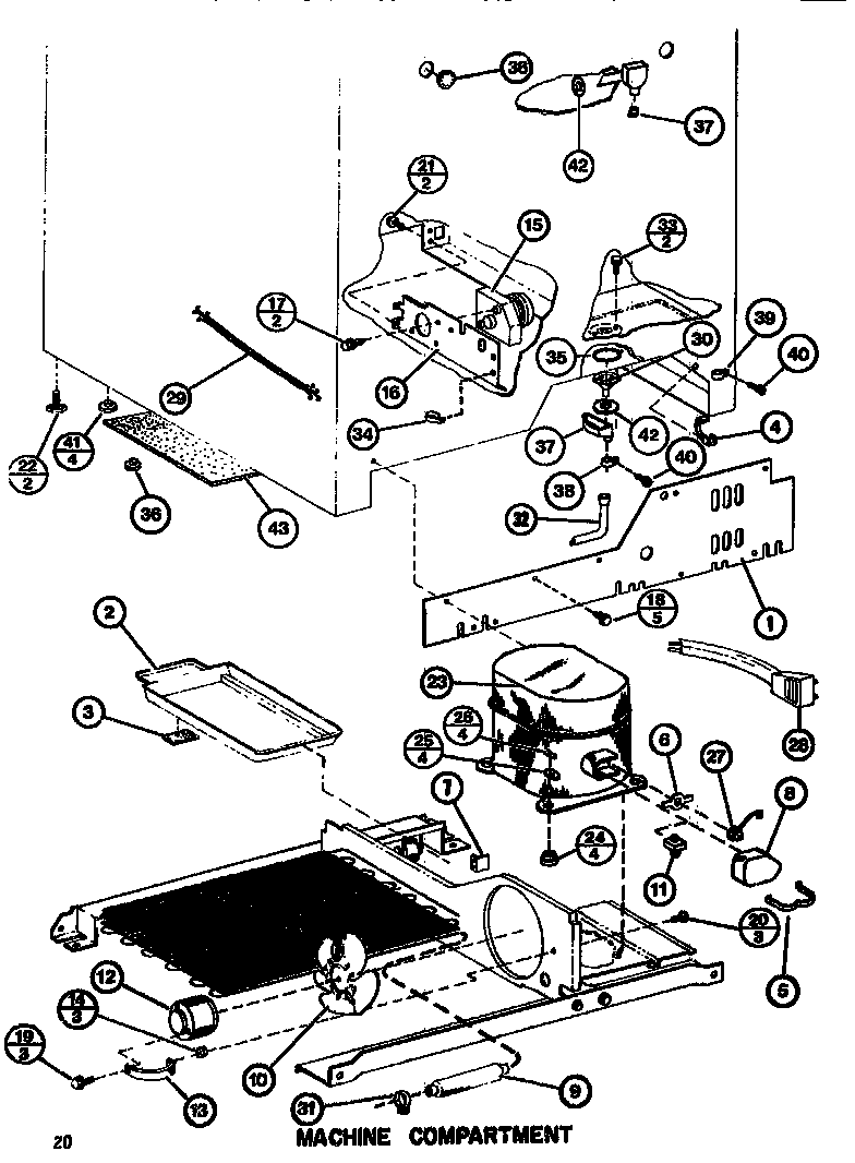 Amana SR25F1-P7700002W machine compartment diagram