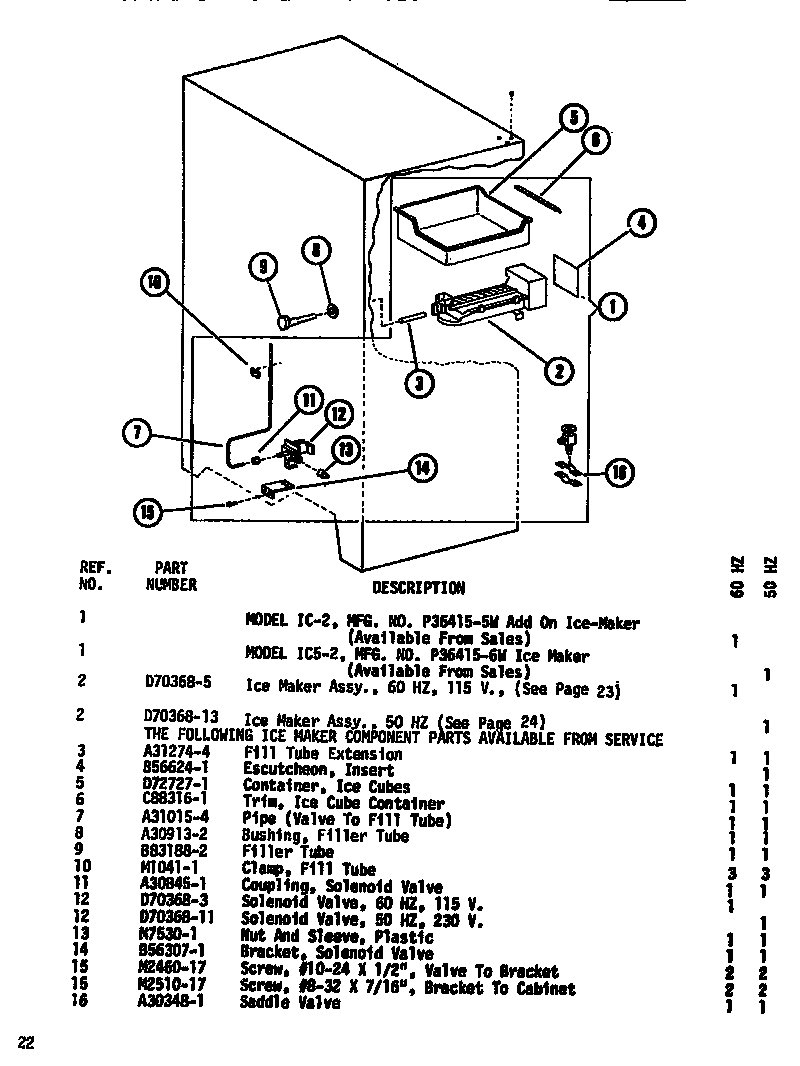 Amana SR25F1-P7700002W ice maker diagram