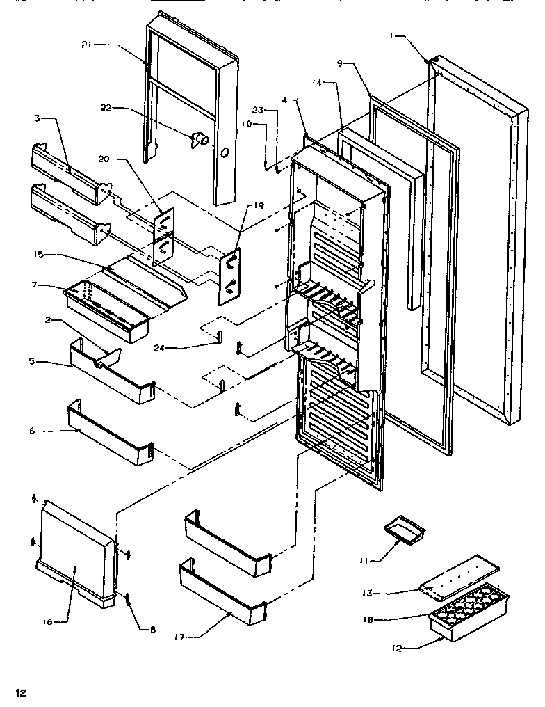 Amana SB520SW-P1185001WW refrigerator door diagram