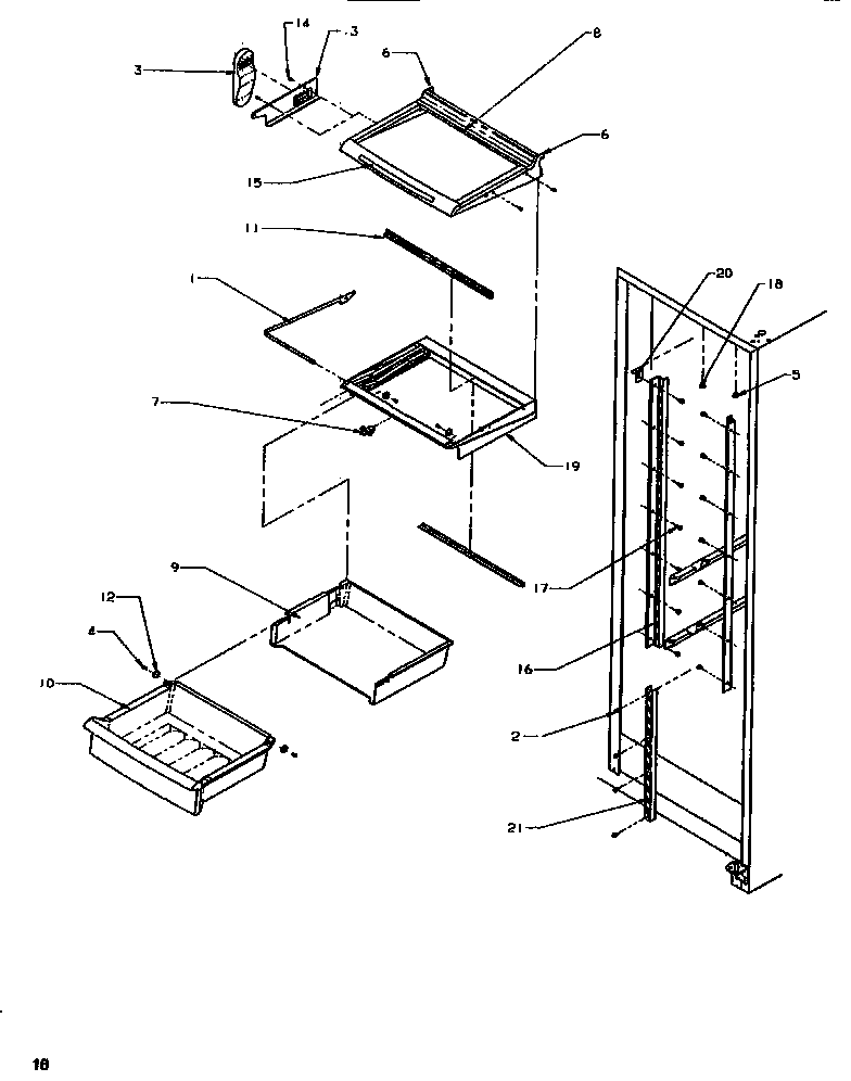Amana SB520SW-P1185001WW shelving & drawers (ref) diagram