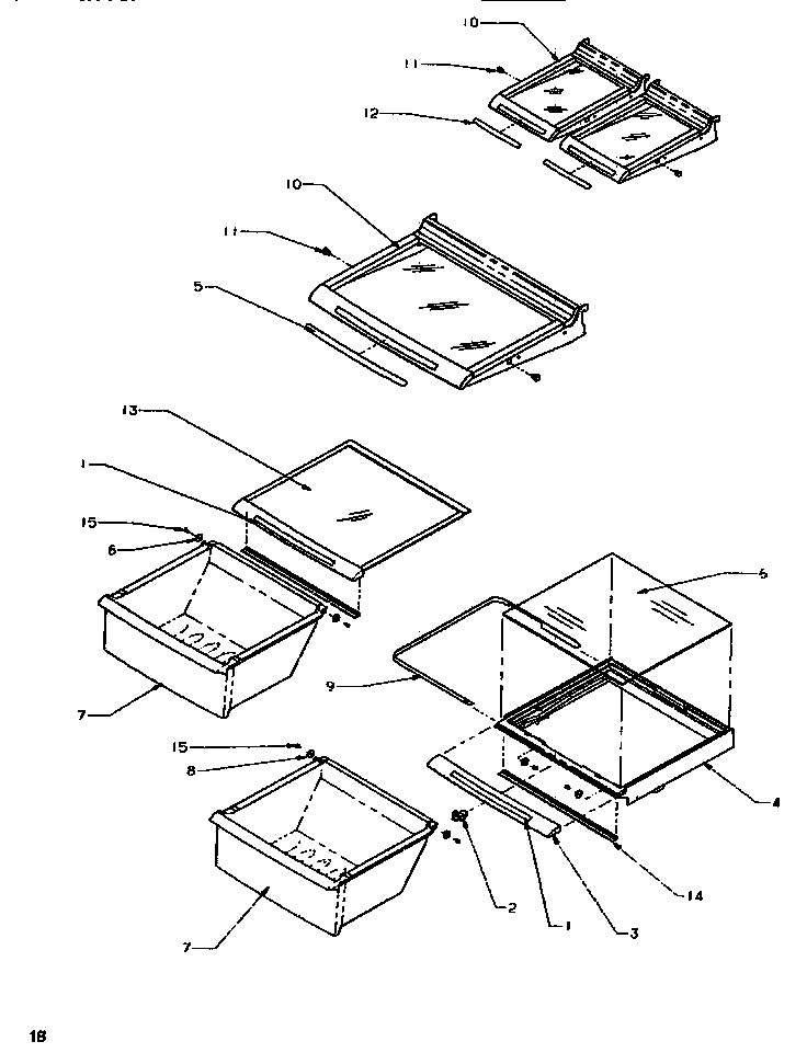 Amana SB520SW-P1185001WW shelving & drawers (ref) diagram