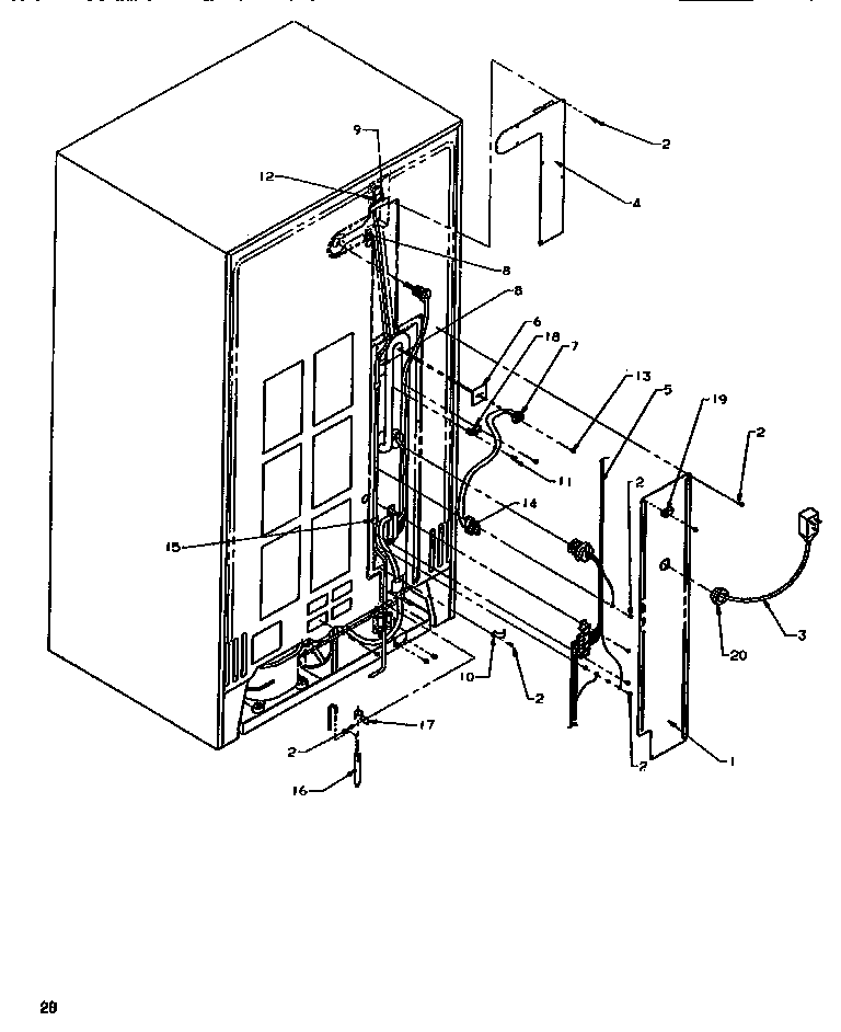 Amana SB520SW-P1185001WW back unit diagram