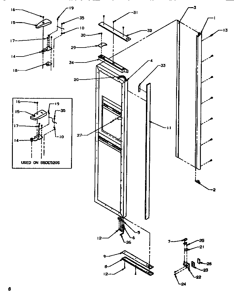 Amana SBDE520SW-P1185201WW door/hinge/trim freezer diagram